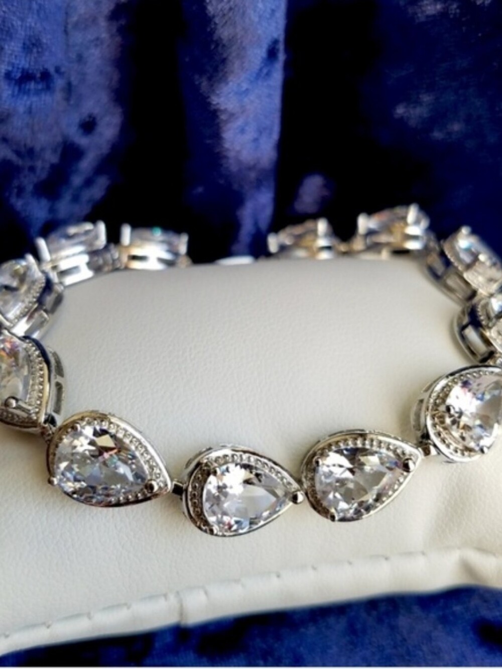 Swarovski Elements 925 Sterling Silver Classic Teardrop Tennis Bracelet NEW